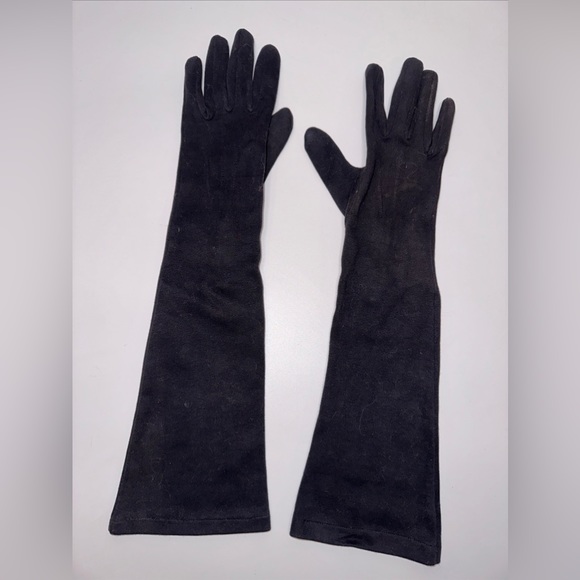 Vintage My Joy 1950’s Long Opera Wedding Black Soft Gloves with 3 Buttons - Picture 2 of 3